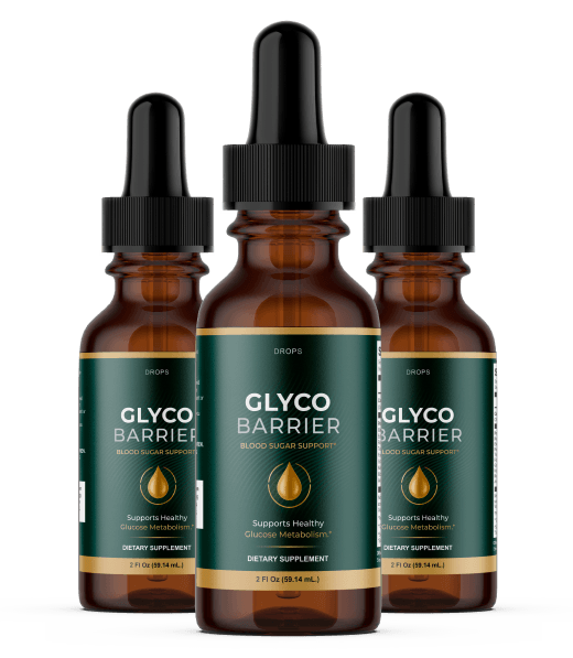Three Glyco Barrier liquid dropper bottles